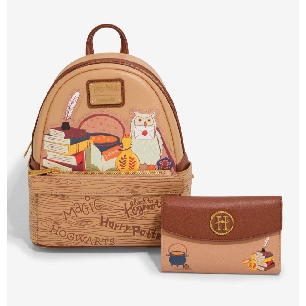 NEW Loungefly Harry Potter Back To‎ School Backpack With Wallet SET + 5 PINS